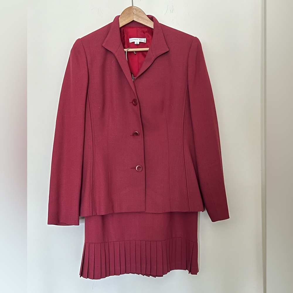 Vintage 100% Fine Wool Sunny Choi Canada-Made Fringe Old Money Skirt Suit 8-10